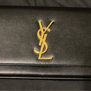 Saint Laurent Black Clutch with Gold Logo
